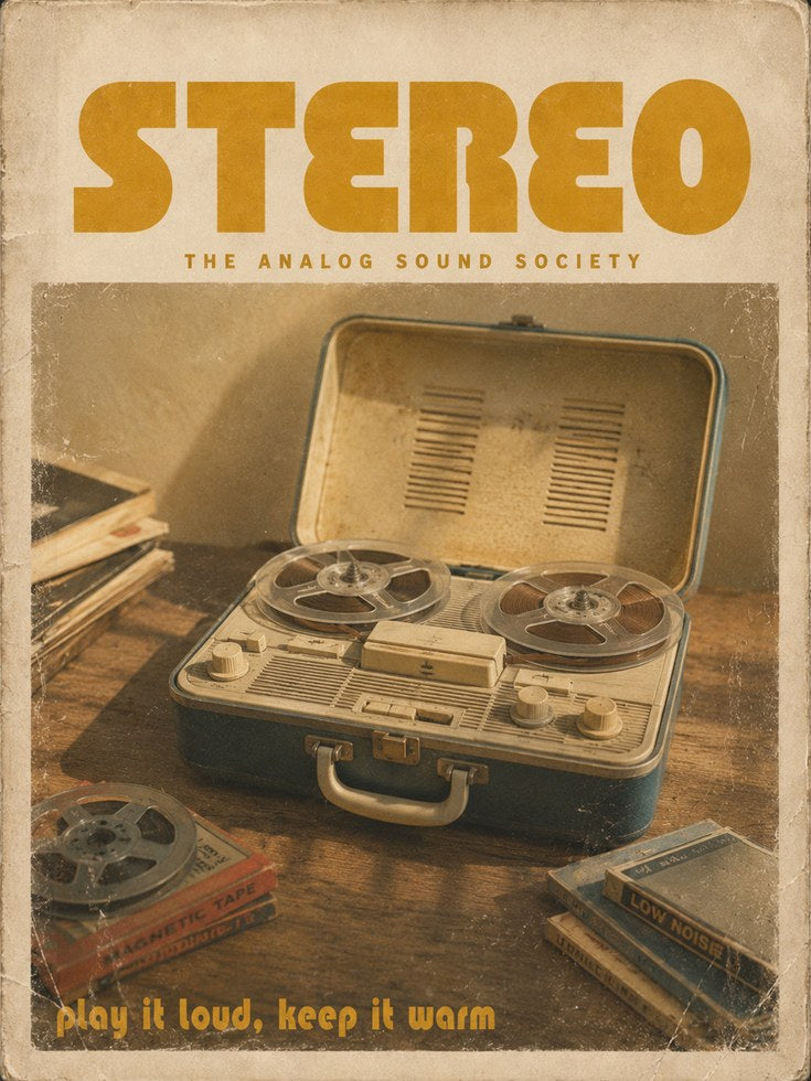 Vintage Stereo Poster Print — Retro Reel-to-Reel Audio Equipment - artwork on paper