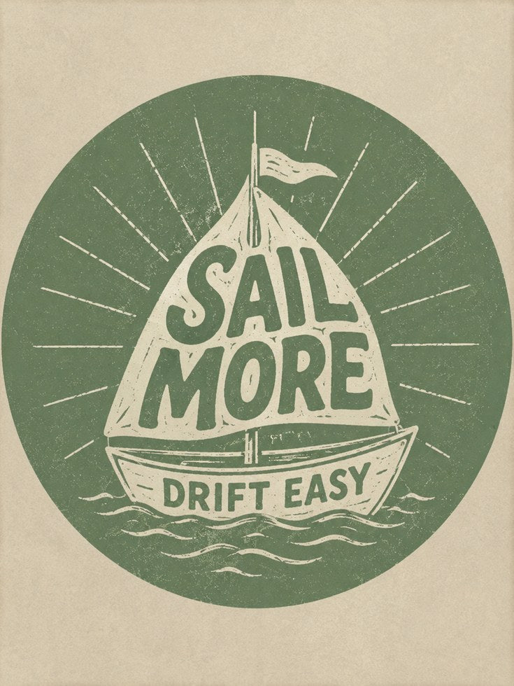 Vintage Nautical Sailboat Print - artwork on paper