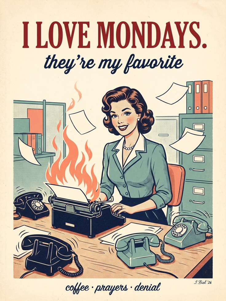 Funny Retro Office Print - artwork on paper