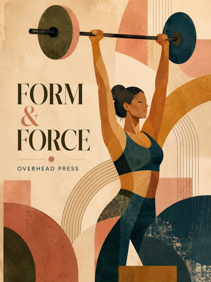 Female Weightlifter Art Print: Art Deco Fitness Poster - artwork on paper