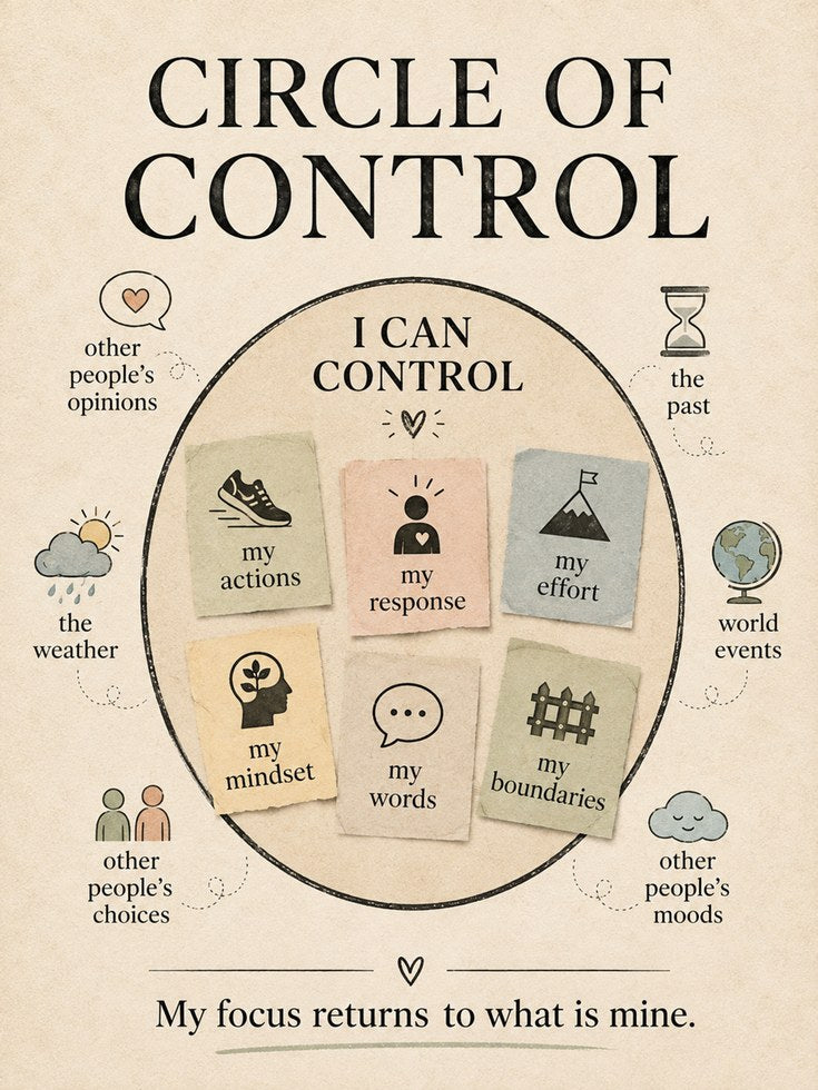 Circle of Control Poster – Mental Health Wall Art - artwork on paper