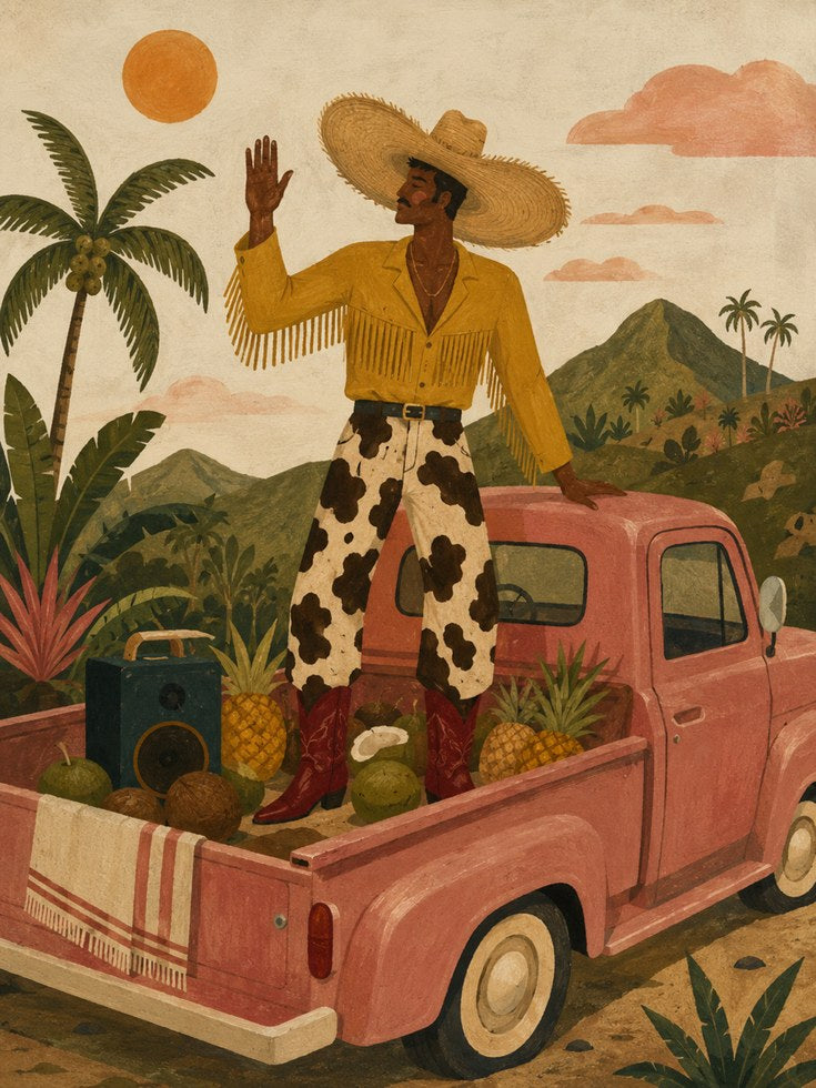 Tropical Vintage Truck Print - artwork on paper