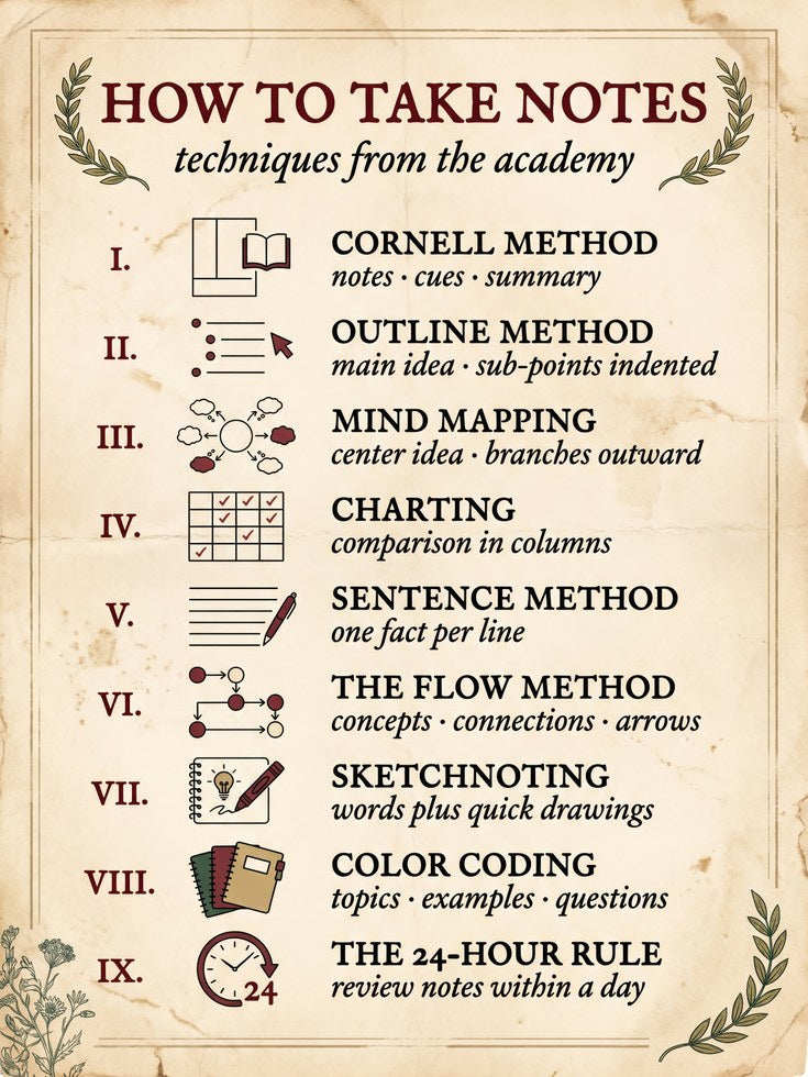 Note-Taking Poster for Students - artwork on paper
