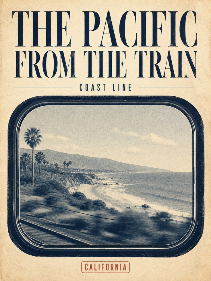 Pacific Coast Train View Poster: Vintage California Travel Art - artwork on paper