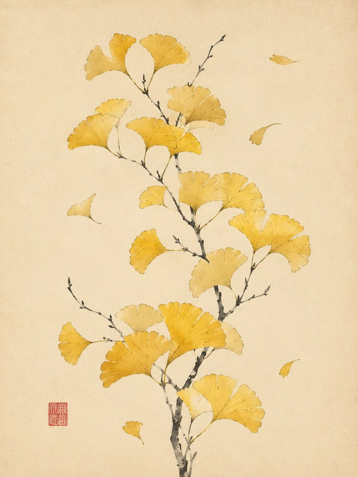 Ginkgo Leaf Wall Art – Botanical Print - artwork on paper