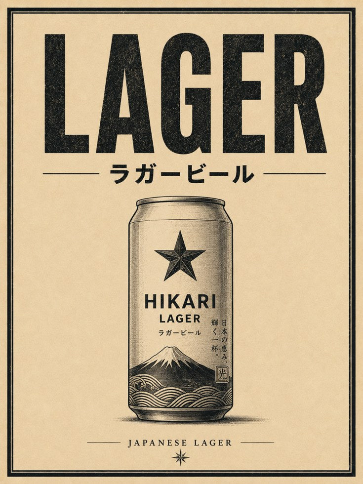 Japanese Lager Beer Poster: Vintage Advertising Art Print - artwork on paper