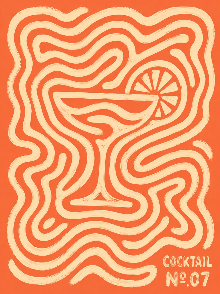 Retro Cocktail Poster – Vintage Bar Art - artwork on paper