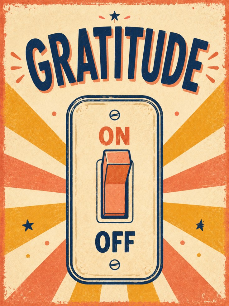 Gratitude Wall Art – Vintage Light Switch Print - artwork on paper
