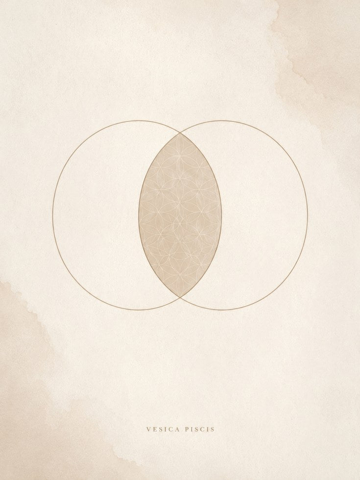 Sacred Geometry Print: Vesica Piscis Symbol (Minimalist Neutral Art) - artwork on paper