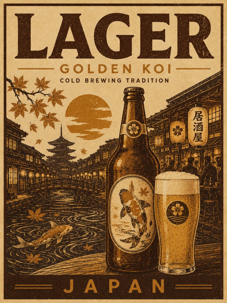 Japanese Lager Beer Poster - artwork on paper