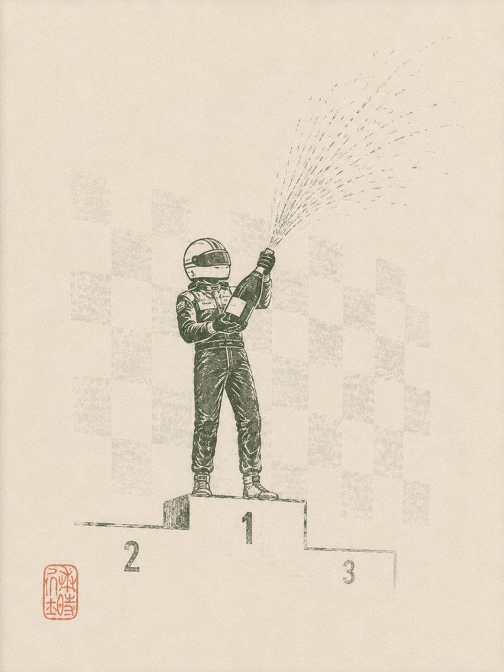 Racing Driver Wall Art – Motorsport Victory Print - artwork on paper
