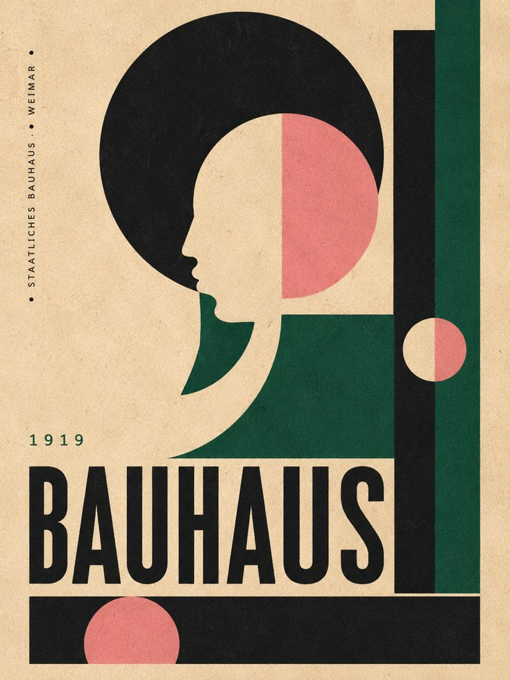 Bauhaus Profile Poster: Geometric Modernist Art Print - artwork on paper