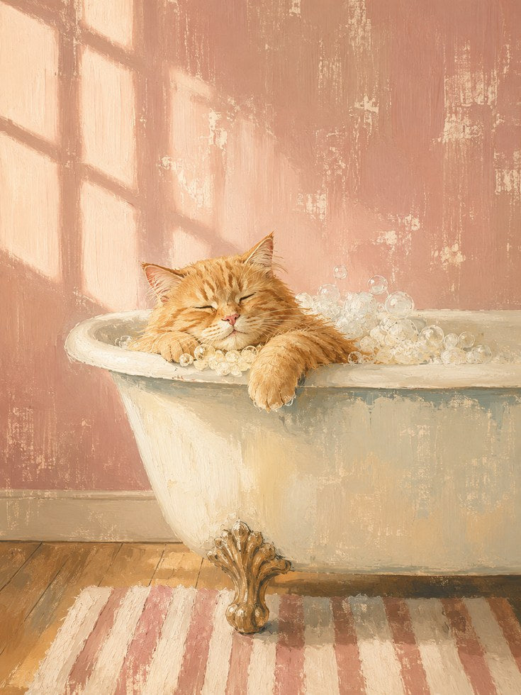 Cat Bathroom Wall Art - artwork on paper