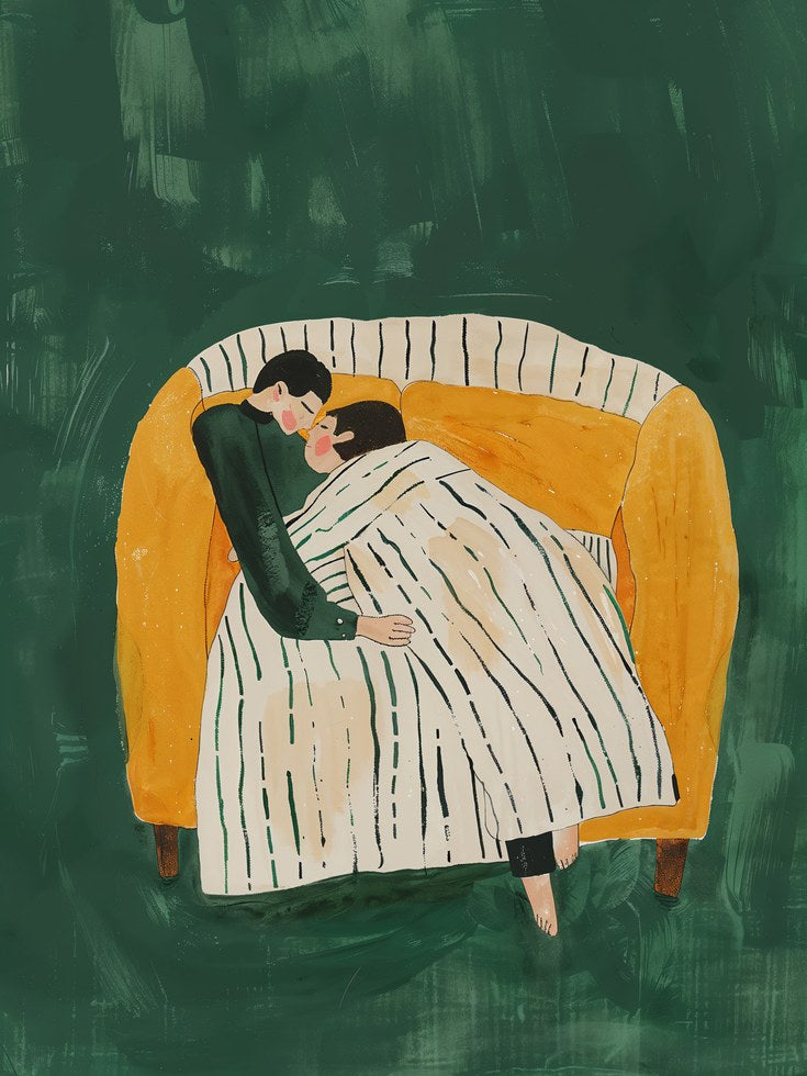 Cozy Couple Art Print - artwork on paper