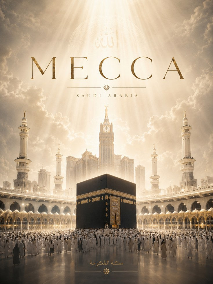 Mecca Travel Poster – Saudi Arabia Wall Art - artwork on paper
