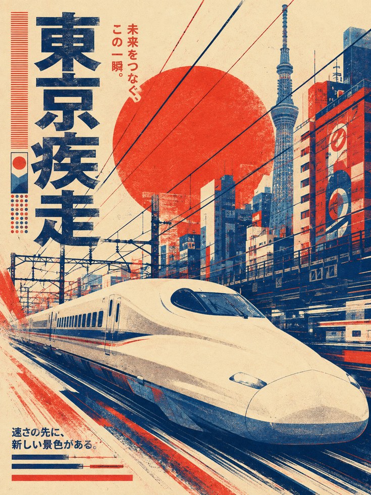 Tokyo Travel Poster – Japanese Wall Art - artwork on paper