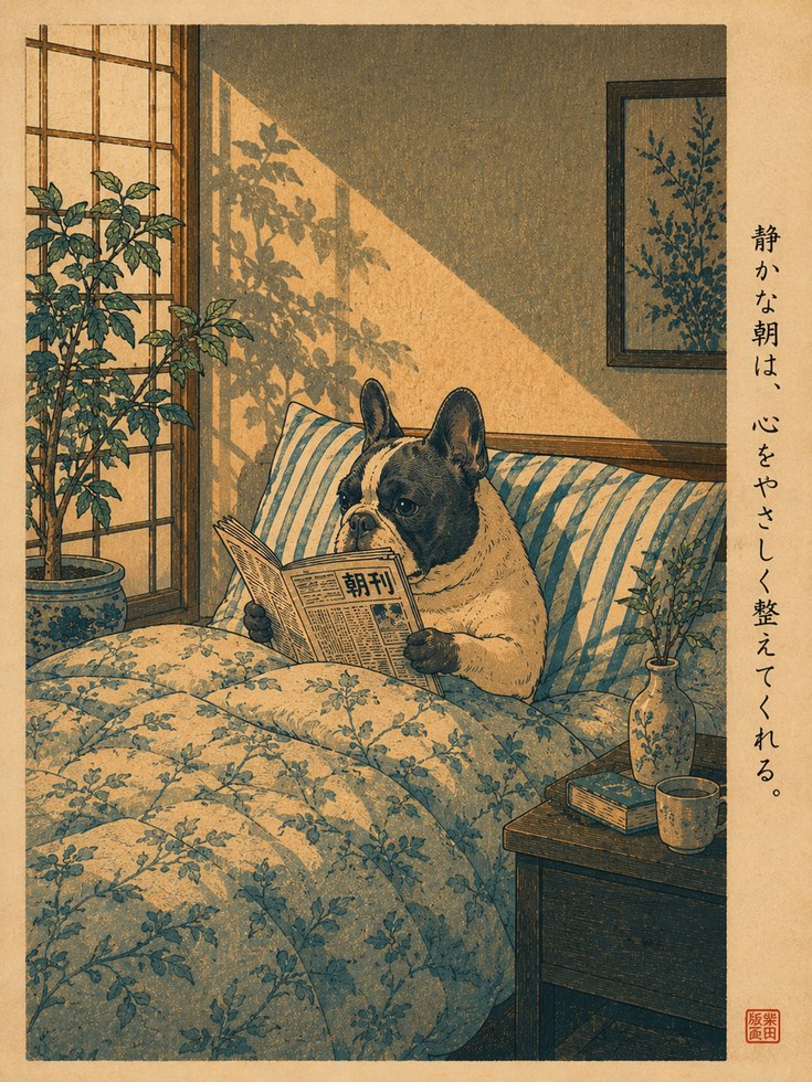 Japanese Dog Bedroom Art - artwork on paper