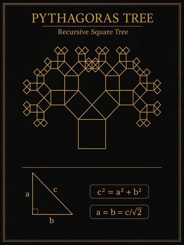 Math Wall Art – Pythagoras Tree Print - artwork on paper