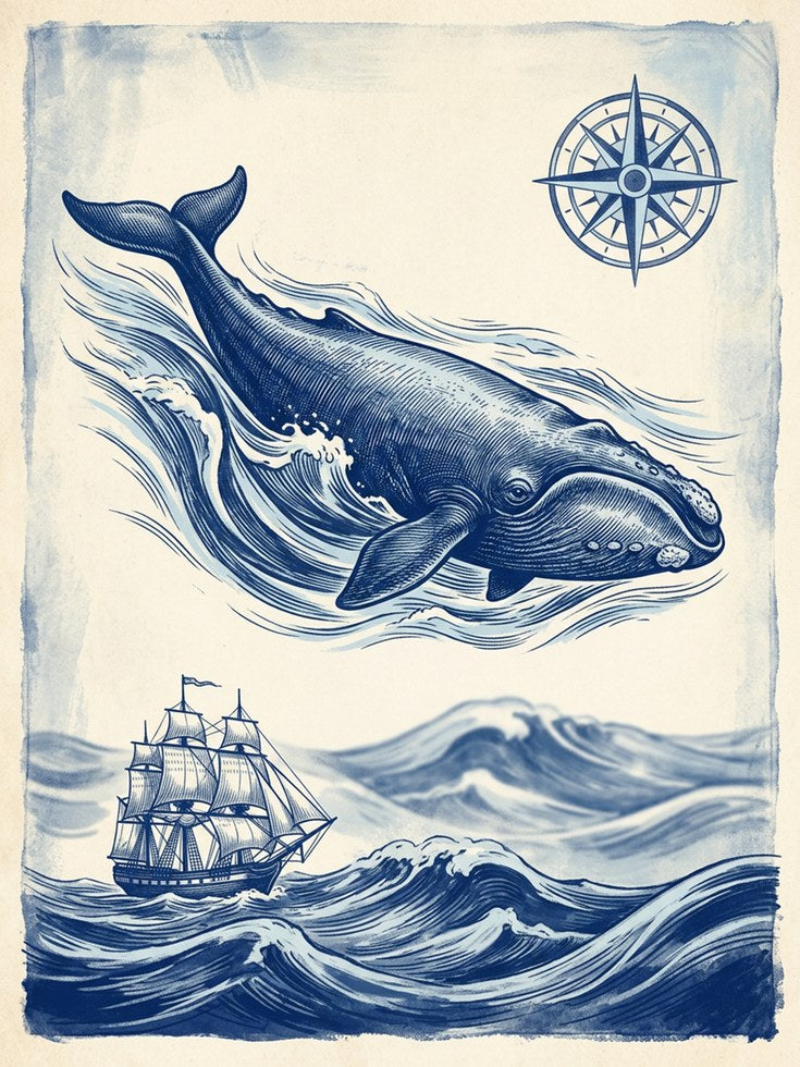 Vintage Whale Print - artwork on paper