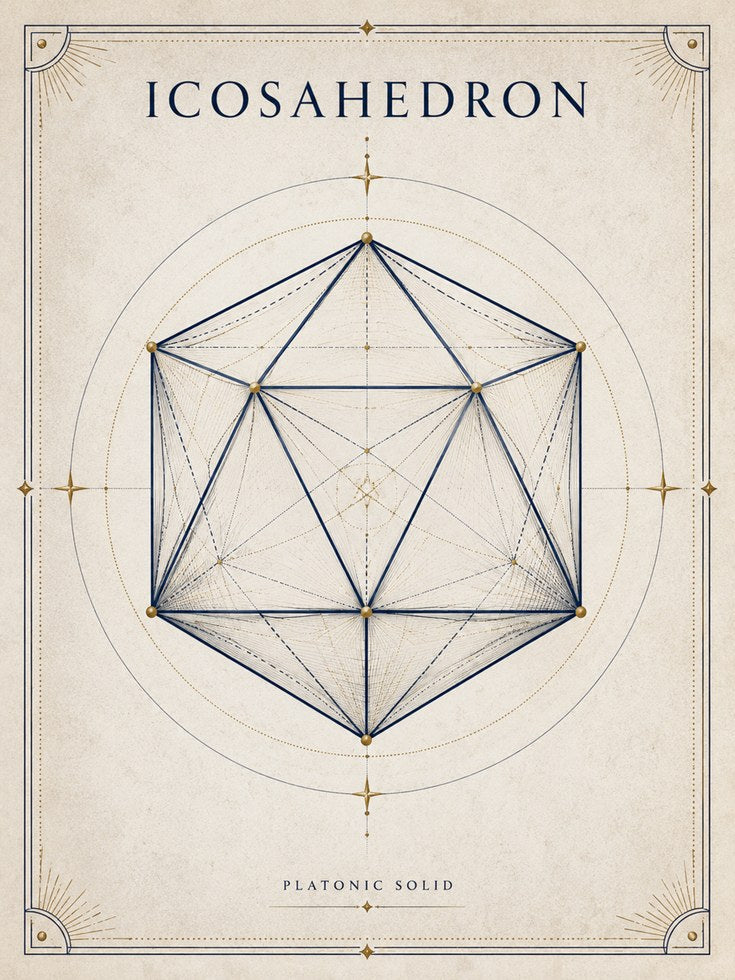 Sacred Geometry Print: Icosahedron Design - artwork on paper