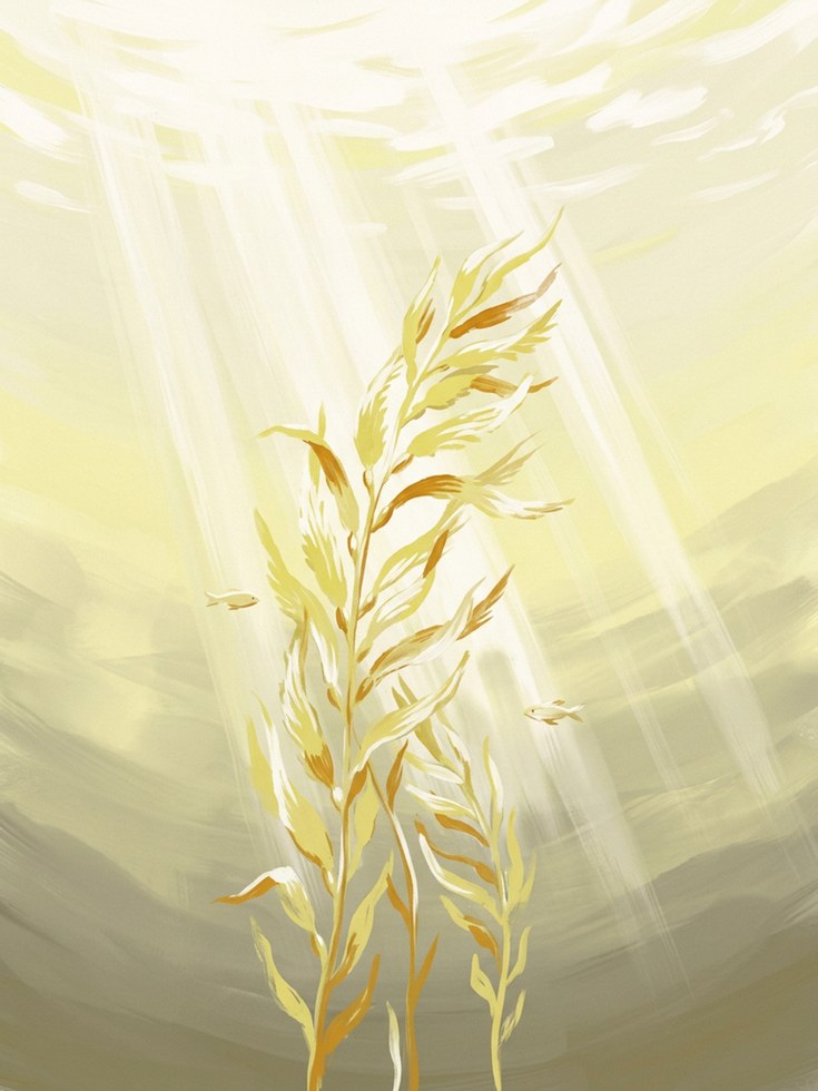Golden Wheat Art Print: Luminous Botanical Harvest Design - artwork on paper