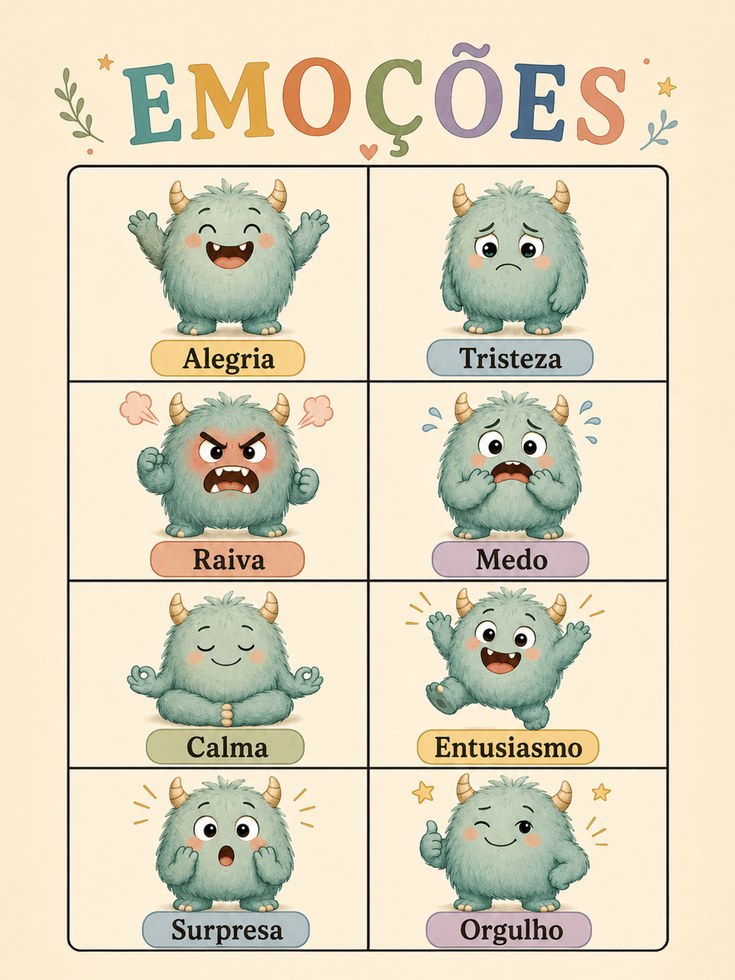Emotions Educational Print: Portuguese Feelings - artwork on paper
