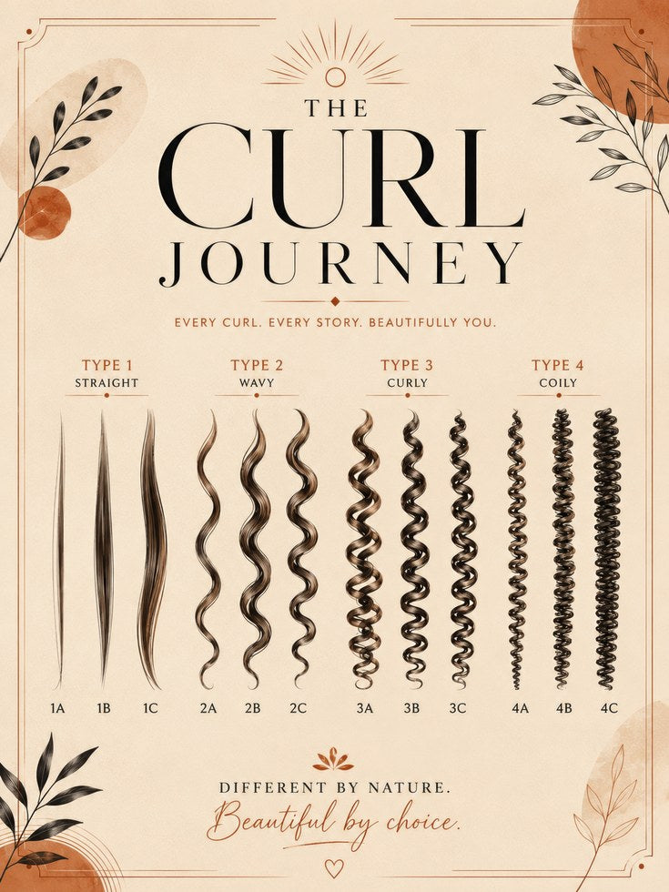 Hair Type Chart Poster – Curl Type Wall Art - artwork on paper