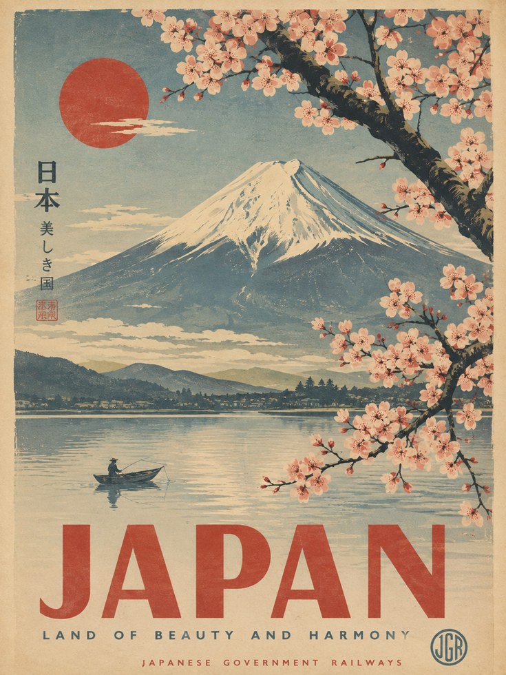 Japan Travel Poster - artwork on paper