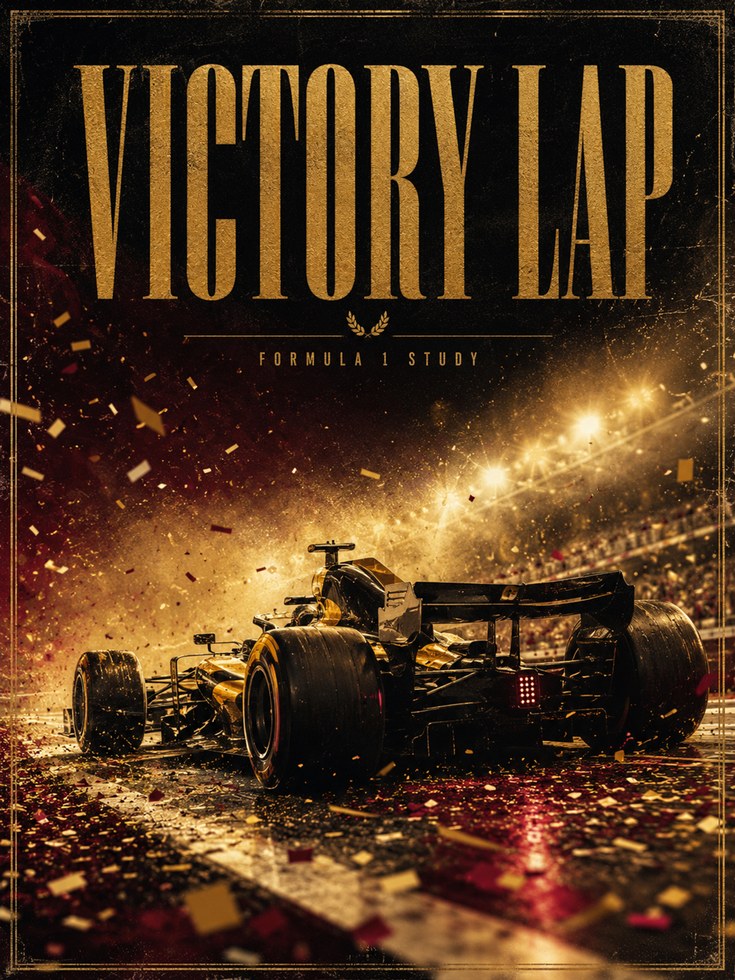 Victory Lap Formula 1 Poster: Gold Confetti Racing Car Art - artwork on paper