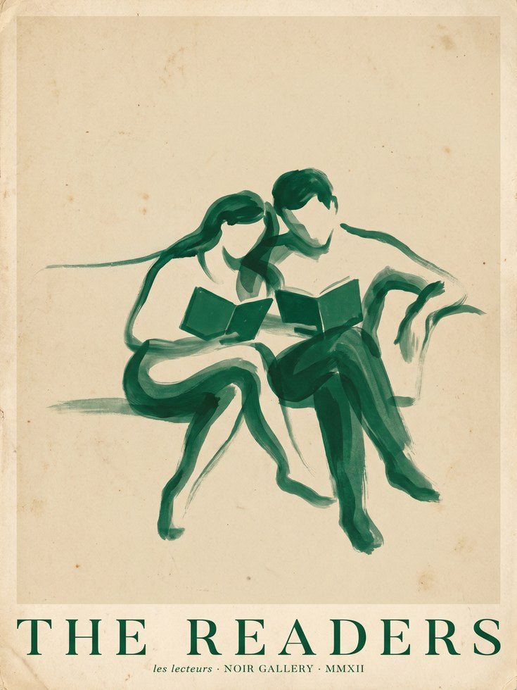 Couple Reading Print – Minimalist Wall Art - artwork on paper