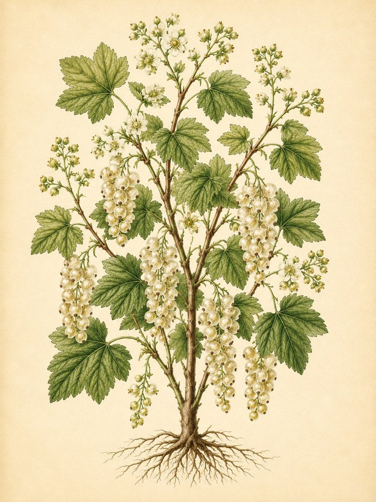 White Currant Botanical Print: Vintage Plant Illustration - artwork on paper