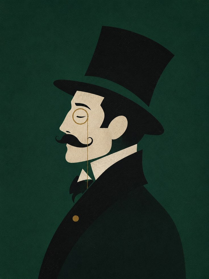 Vintage Gentleman Poster – Top Hat Wall Art - artwork on paper