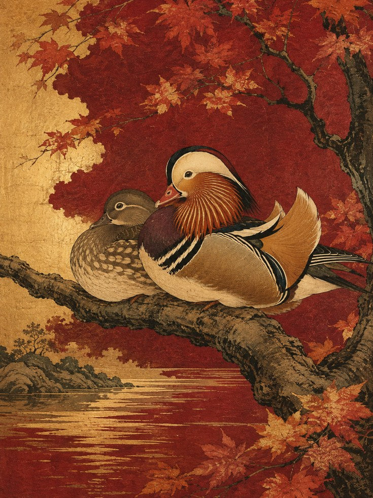 Mandarin Duck Wall Art – Japanese Bird Print - artwork on paper