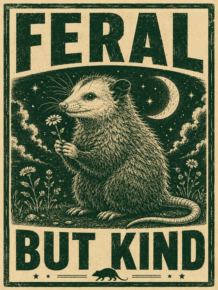 Possum Wall Art: Vintage Folk Style - artwork on paper
