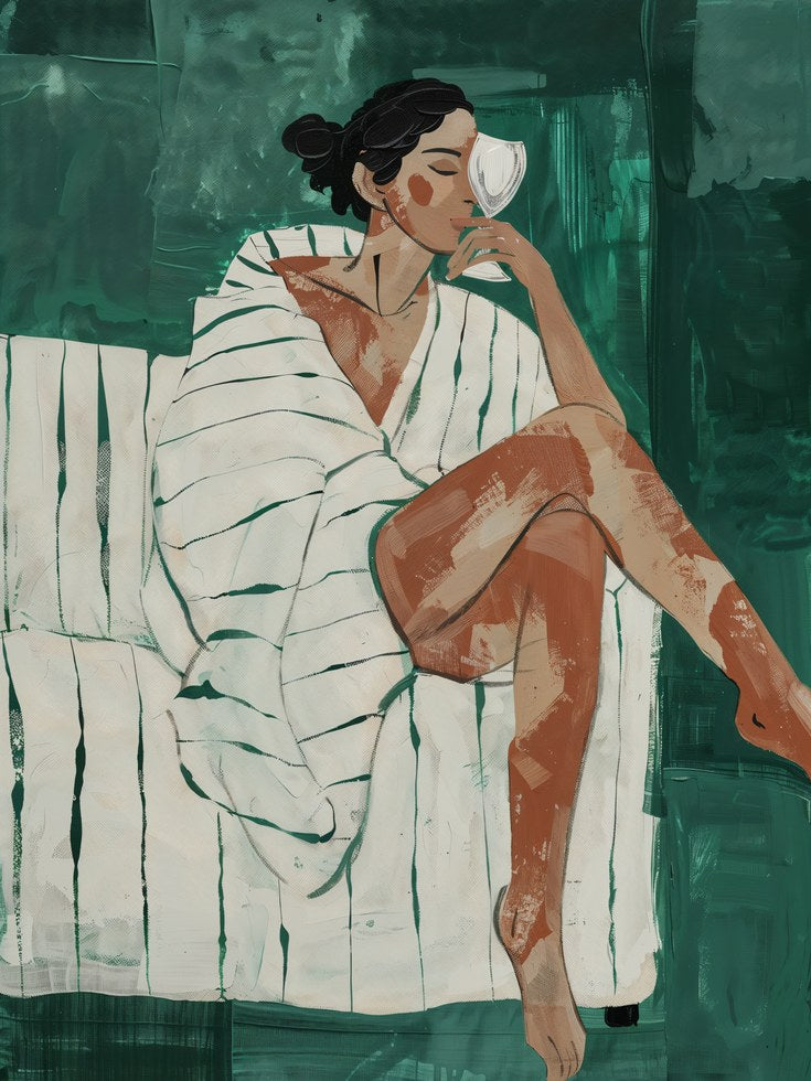 Relaxed Woman Coffee Print - artwork on paper