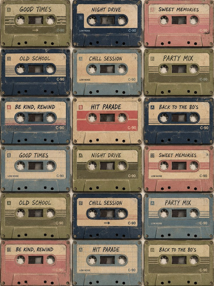 Cassette Tape Print: 1980s Retro Music Decor (Unframed Art Print) - artwork on paper