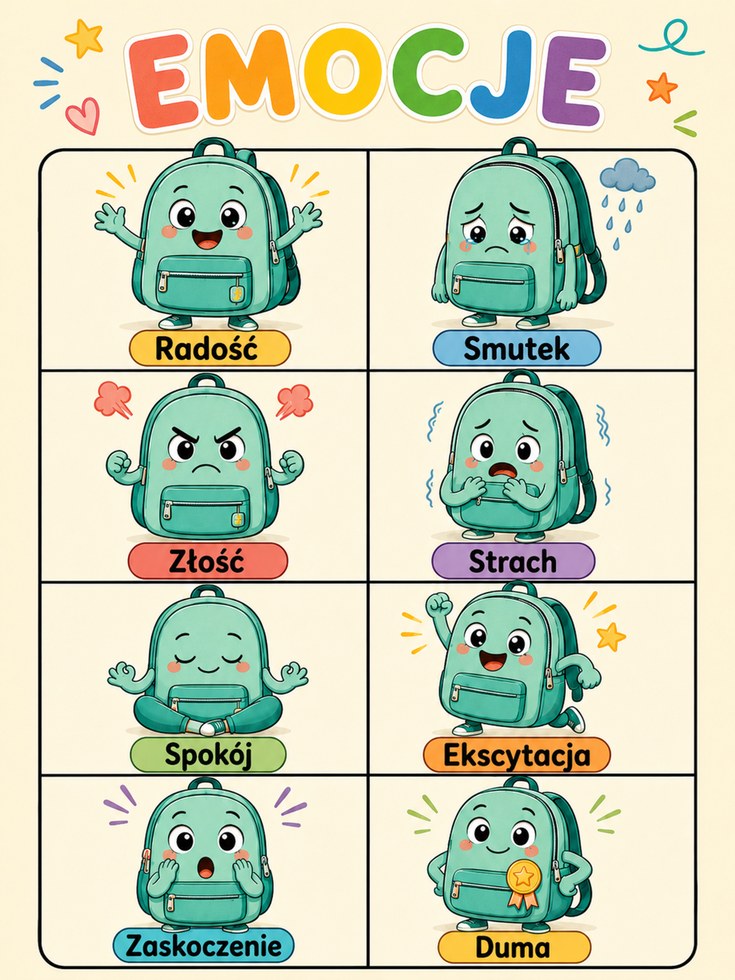 Polish Emotions Chart for Kids - artwork on paper