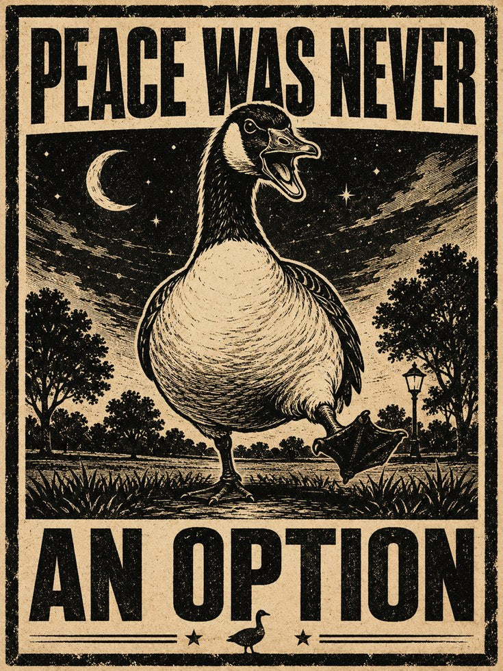 Goose Propaganda Print: Vintage 'Peace Was Never An Option' - artwork on paper