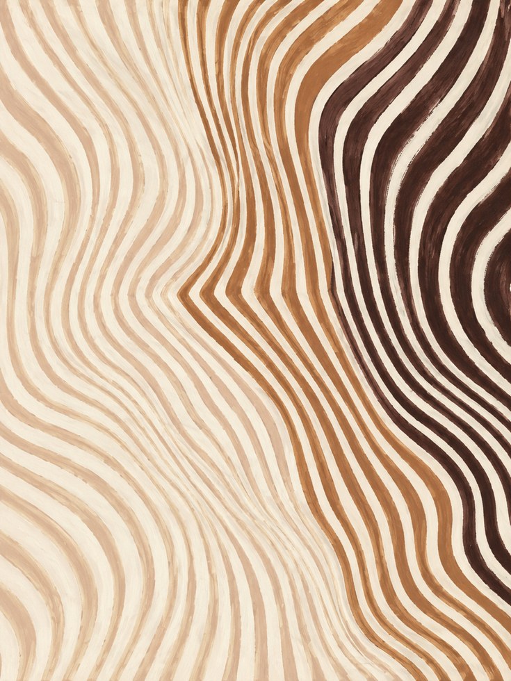 Wavy Lines Wall Art – Brown Abstract Print - artwork on paper