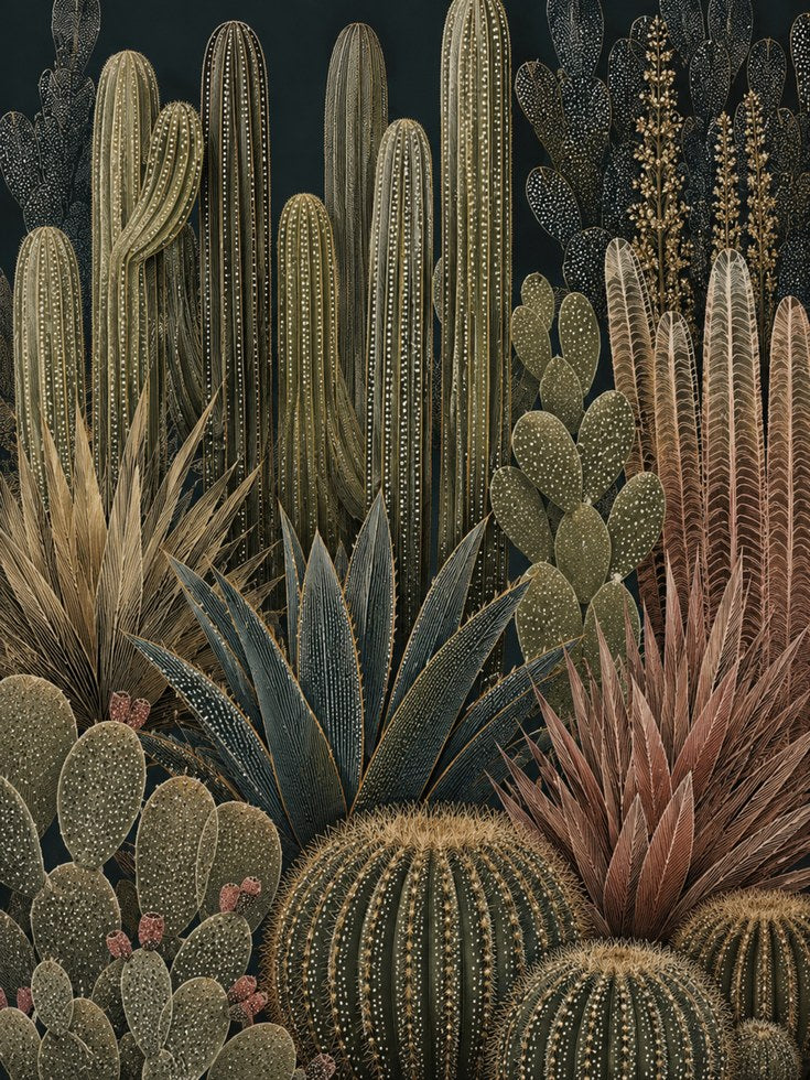 Vintage Cactus Wall Art – Botanical Print - artwork on paper