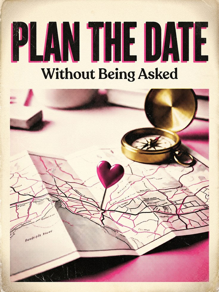 Plan the Date Retro Romance Poster: Pink Typography Wall Art - artwork on paper