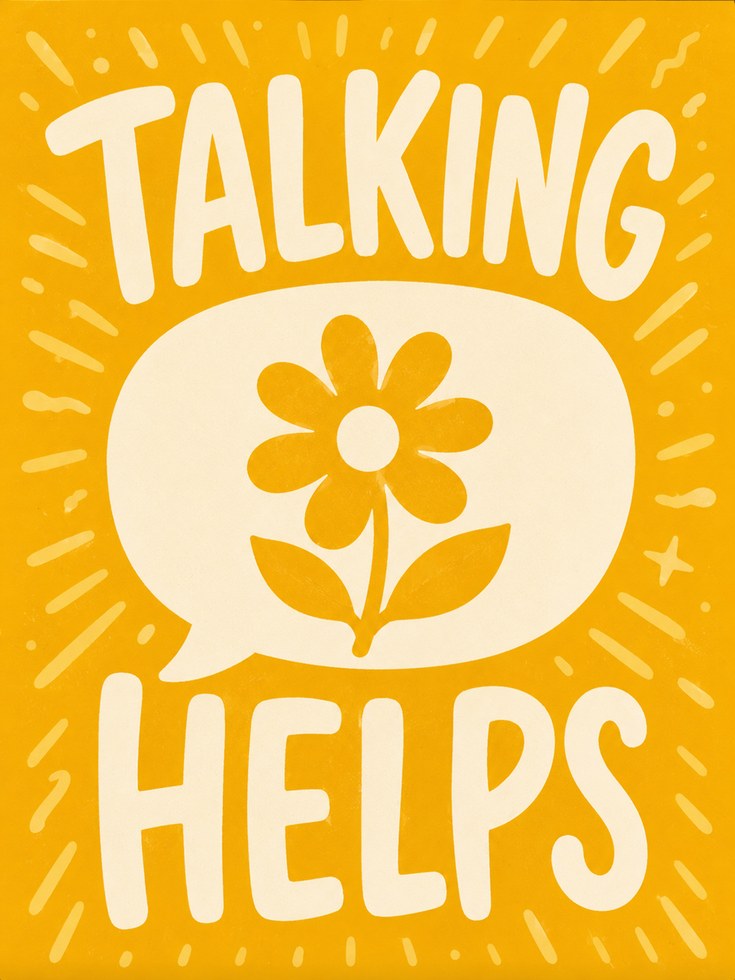 Talking Helps Print: Motivational Mental Health Art (Therapy Room) - artwork on paper