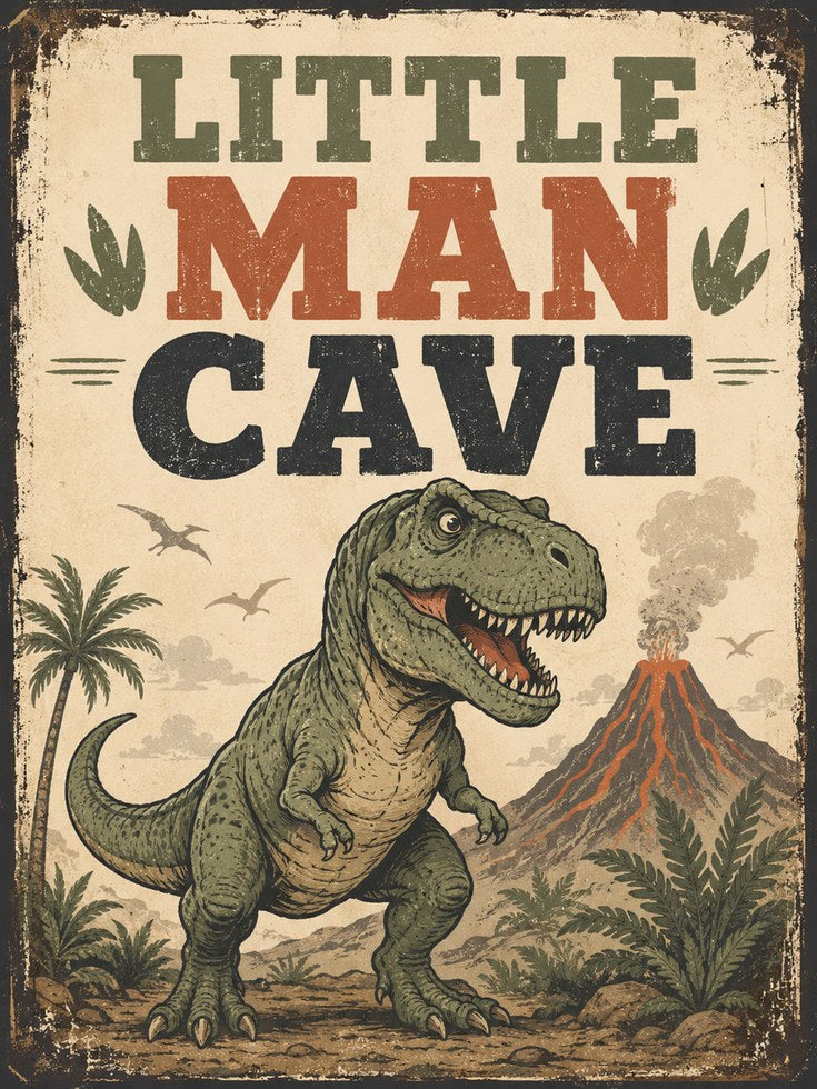 Dinosaur Nursery Wall Art – Little Man Cave Print - artwork on paper