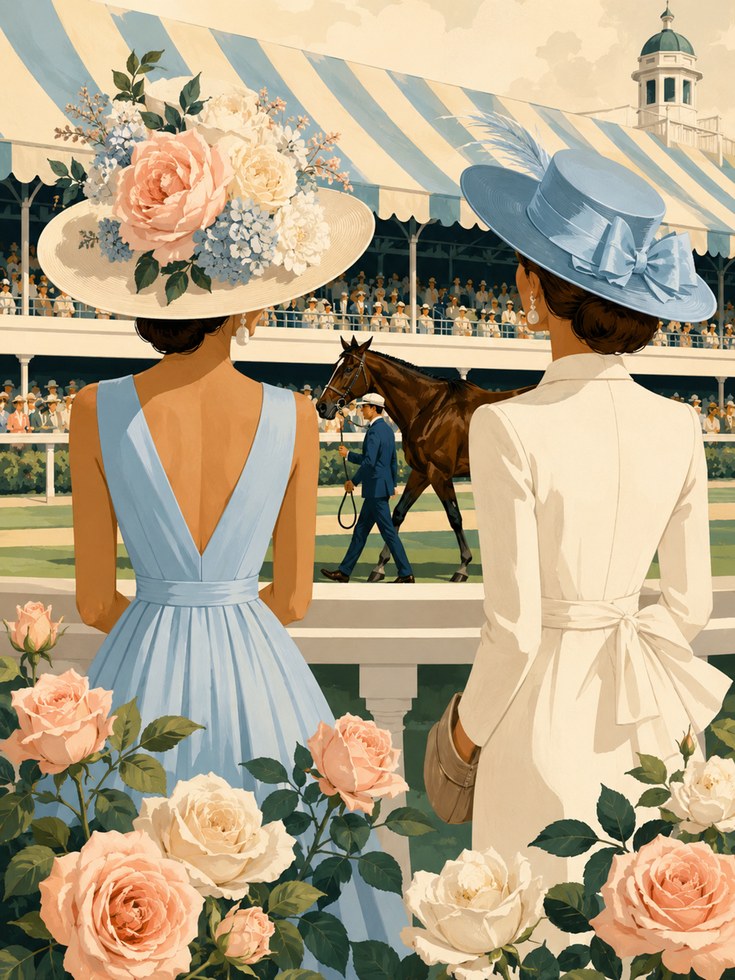 Kentucky Derby Wall Art: Elegant Floral Hats - artwork on paper