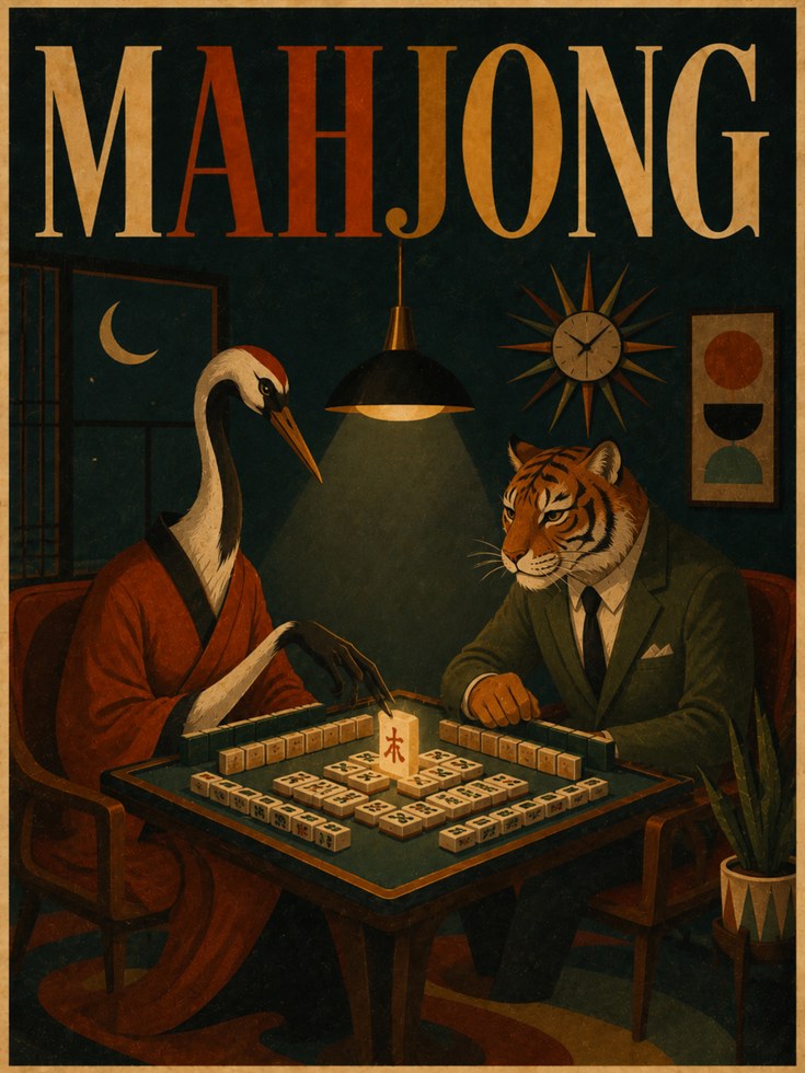 Vintage Mahjong Print - artwork on paper
