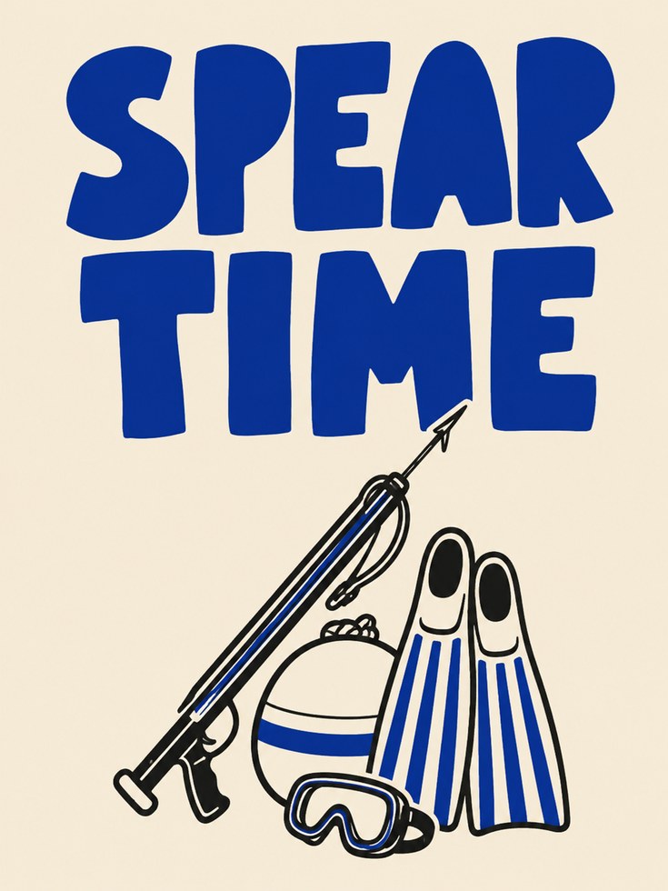 Spearfishing Wall Art – Retro Typography Print - artwork on paper
