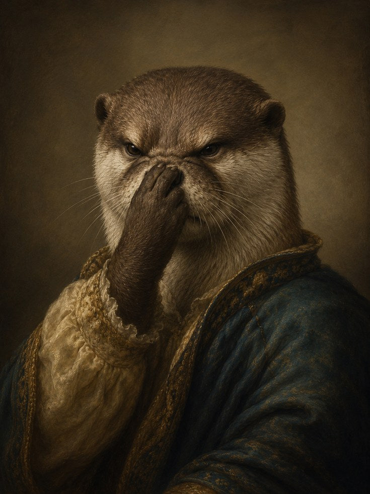 Funny Bathroom Poster Otter Wall Art Print: Renaissance Animal - artwork on paper