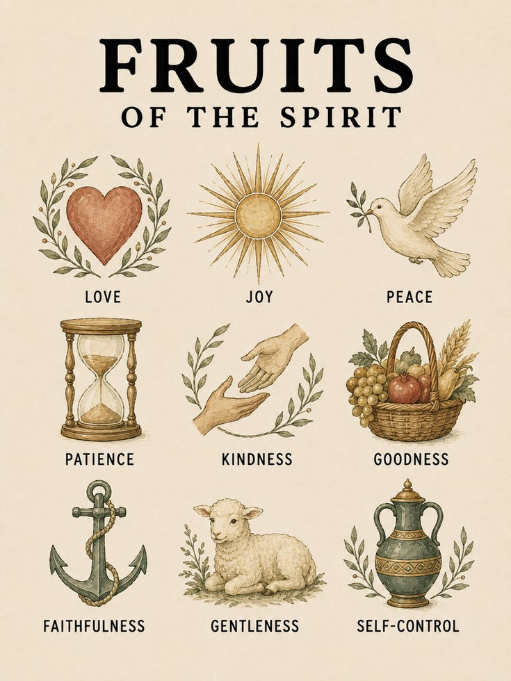 Fruits of the Spirit Print: Christian Inspirational Art - artwork on paper