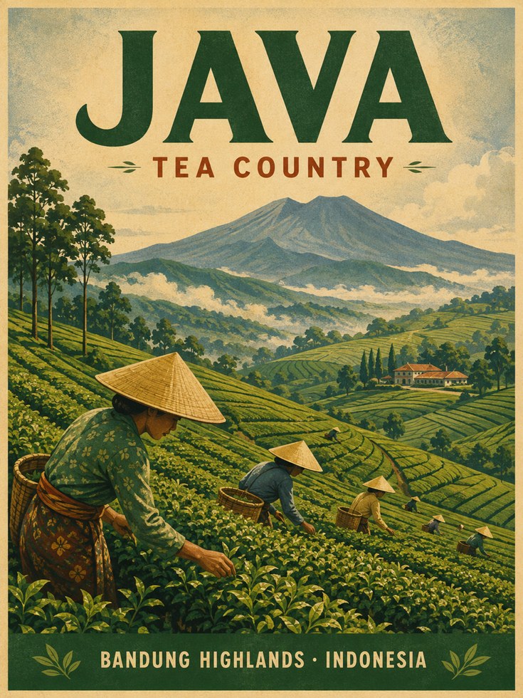 Vintage Travel Poster – Java Indonesia Print - artwork on paper
