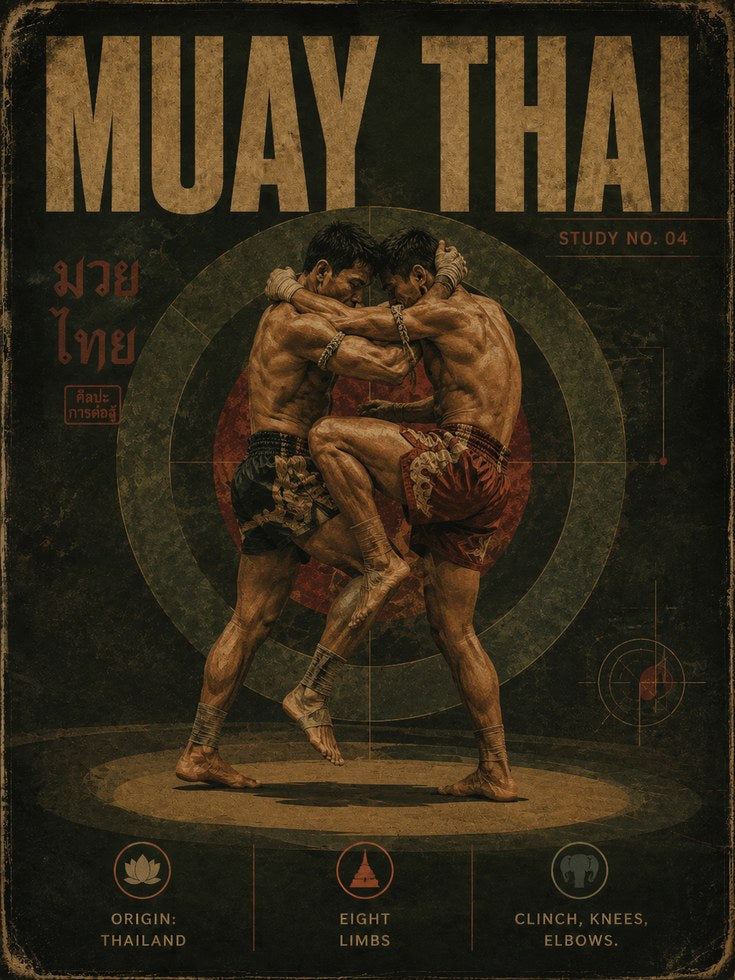 Muay Thai Vintage Poster - artwork on paper